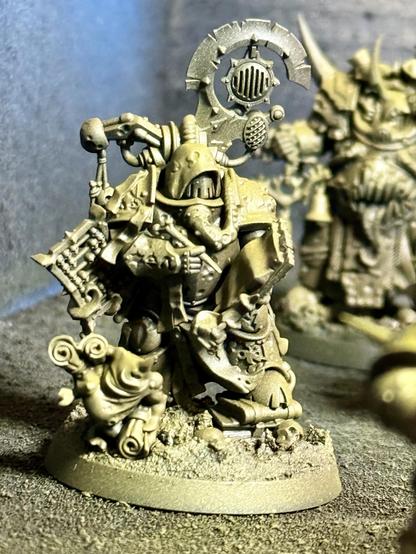 Plague marine character, painted in a basic green