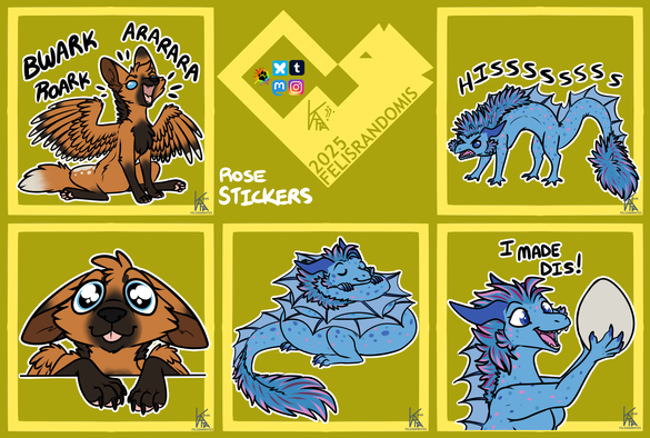 Digital art of a maned wolf character and a dragon character. Maned wolf is sitting there making many noises, and then also peeking over a ledge. Dragon is curled around themselves looking comfy, arched up and hissing, and then holding up an egg with text "I made this"