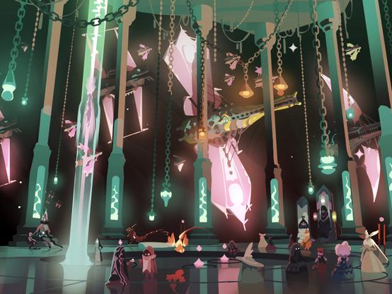 a hub of polished stone and metal, lively with many sophonts going about  their day. pillars show the fires of soul that keep the place alight and working, pillars of suspended water aid in transportation, projections assist those who look for guidance, a world where ancient magitech has been mastered and reworked, as great starsail spacecraft disengage from the shipdocks to sail into the void