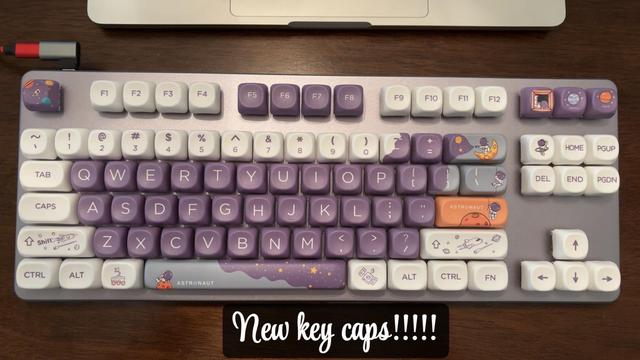 Drop CTRL V2 keyboard with purple and white “Astronaut” key caps