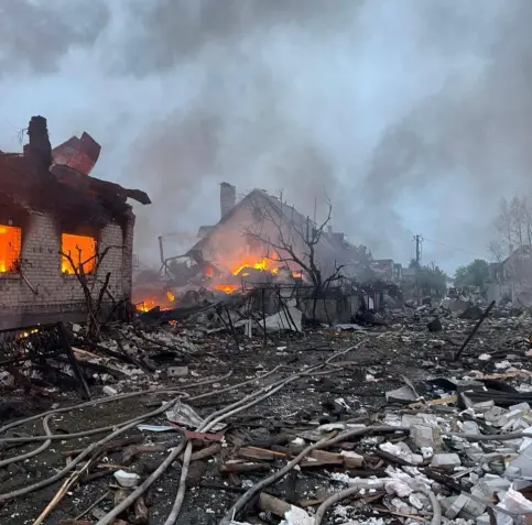 The aftermath of a Russian aerial attack against Kyiv Oblast on May 25, 2025