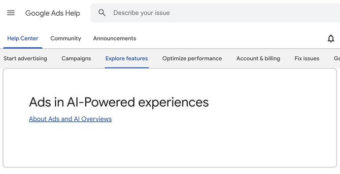 Google Ads new help document on Ads on AI Overviews and AI experiences