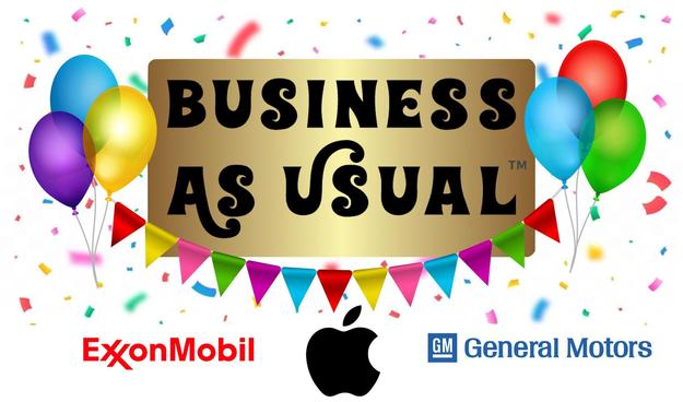 Mock promotional poster for a faux TV show called "Business As Usual" as described in post.