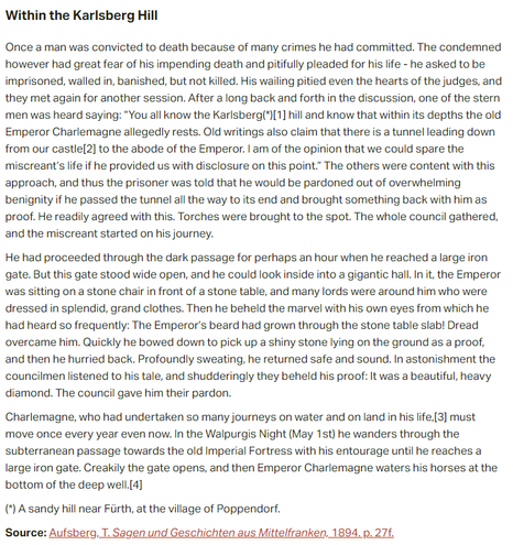 German folk tale "Within the Karlsberg Hill". Drop me a line if you want a machine-readable transcript!