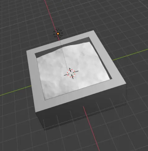 A very simple model of a pool, with rough, wavy water on top.  The entire scene is grey, with no texturing applied.
