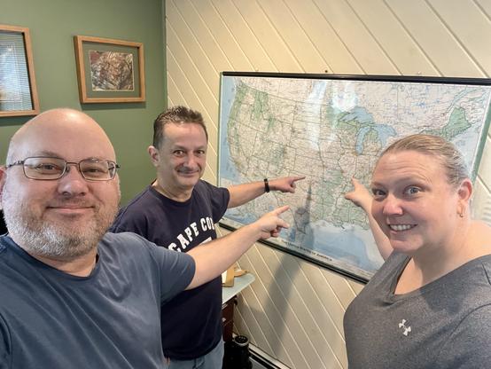Pointing at counties that we still need to visit