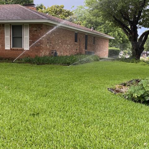 Sprinklers going