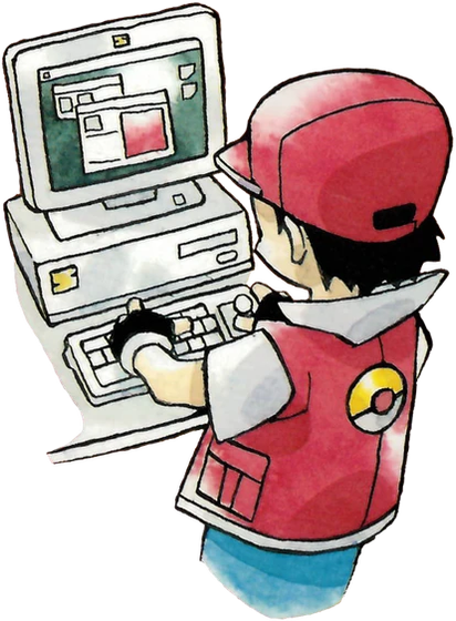 Pokemon first gen art of using "Bill's PC"