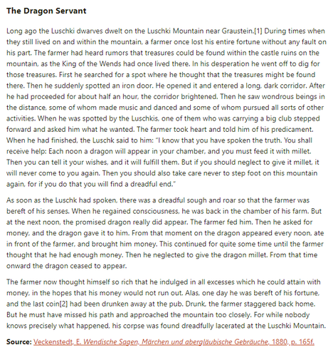 German folk tale "The Dragon Servant". Drop me a line if you want a machine-readable transcript!