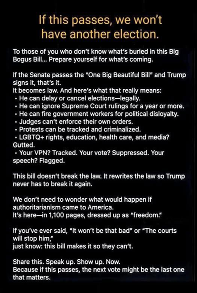 If the "Big Beautiful Bill" passes, there won't be another election. Read it and see why.
