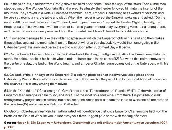 Part 2 of German folk tale "The Mountain Rapture - Emperor Charlemagne". Drop me a line if you want a machine-readable transcript!