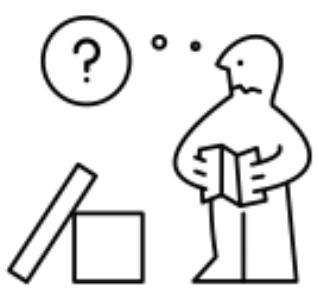 IKEA man drawing, starting to put together a piece of furniture