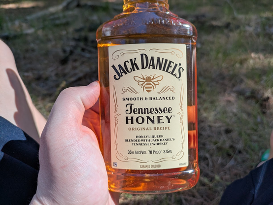 A bottle of Jack Daniels Tennessee Honey.