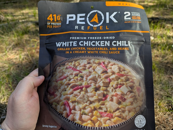 A Peak Refuel packet of White Chicken Chili. It was fantastic!