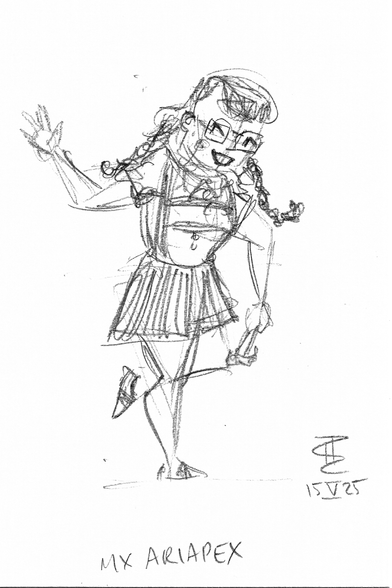 Pencil sketch of burlesque artist