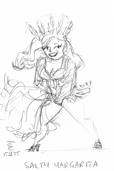 Pencil sketch of burlesque artist