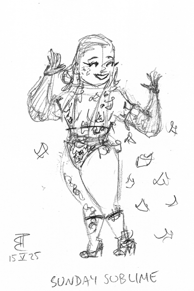 Pencil sketch of burlesque artist