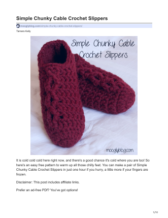 image of chunky cable crochet slippers  from moogly crochet pattern website