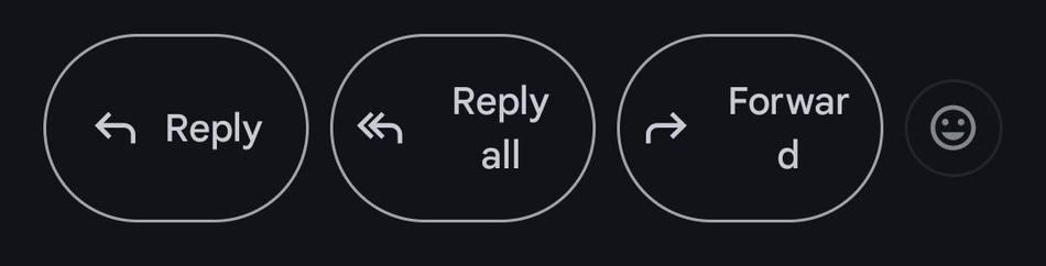 Three buttons at the bottom of Android Gmail, the third says Forward with d on the second line