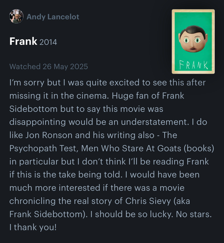 Letterboxd review of Frank