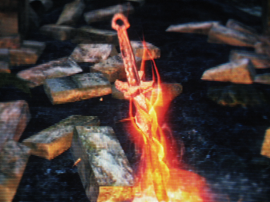 Close-up of the Darkroot Garden bonfire, burning sweetly.