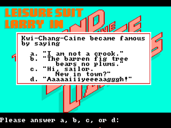 Leisure Suit Larry, Screenshot, Age verification question #2