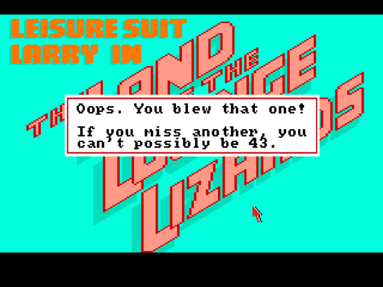 Leisure Suit Larry, Screenshot, Age verification fail #1