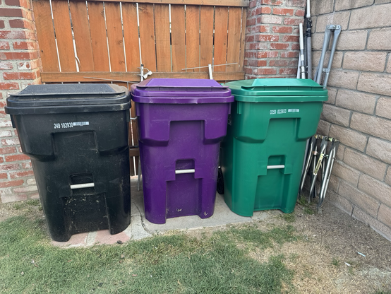 Wheelie bins.