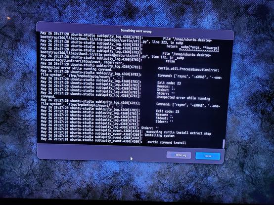 Subiquity log tail. "Unexpected error while running" 🙄