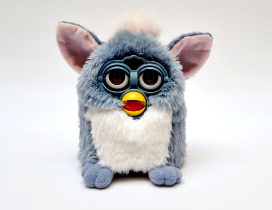 Pic of Furby robot toy from 1998 Elephant furby model 70-800 blue fur brown eyes RARE