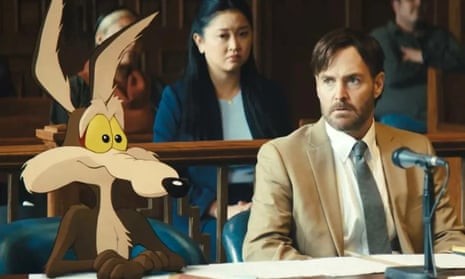 Wile E. Coyote and his lawyer on the plaintiff's side in a courtroom