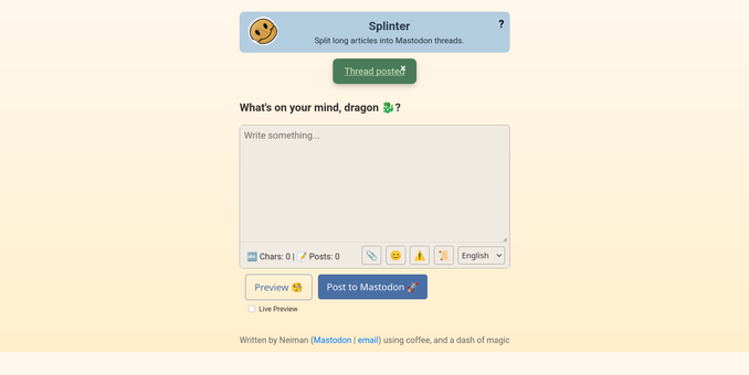 A screenshot of Splinter