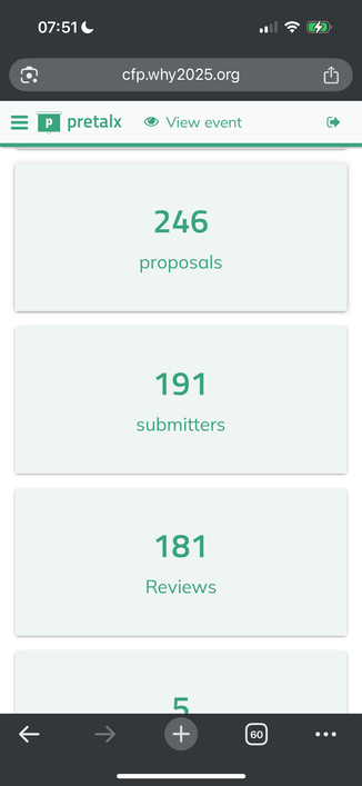 An overview of the numbers of CFP's that got in.