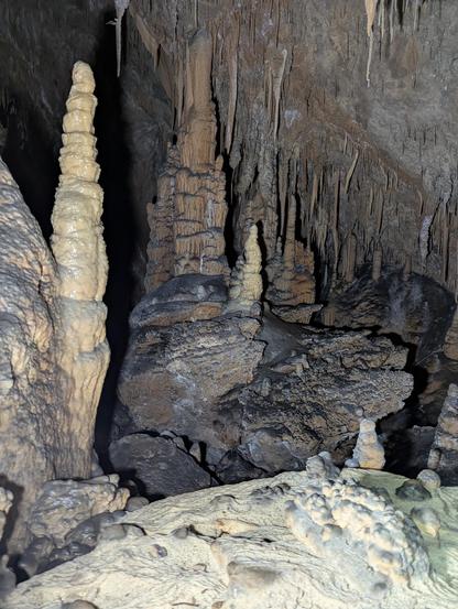 Cave view with stalagmites