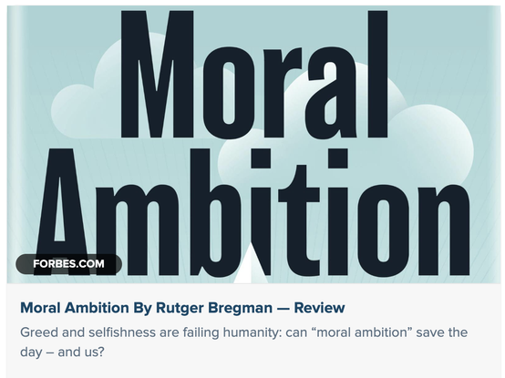 book cover: moral ambition by rutger bregman