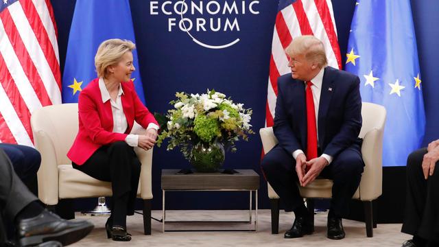 European Commission President Ursula von der Leyen with Donald Trump at the World Economic Forum 2020 in Davos, Switzerland, January 21, 2020 (Stephan Wermuth/EPA)