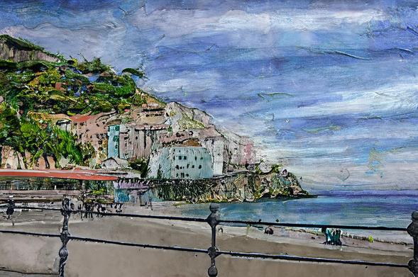 Amalfi Town with beach and houses on the Amalfi Coast in Campania, Italy.

Digital water color art I made of a photo I took many years ago.