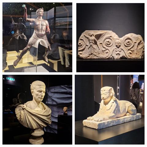Verschiedene Ausstellungsstücke als Colage zusammengestellt