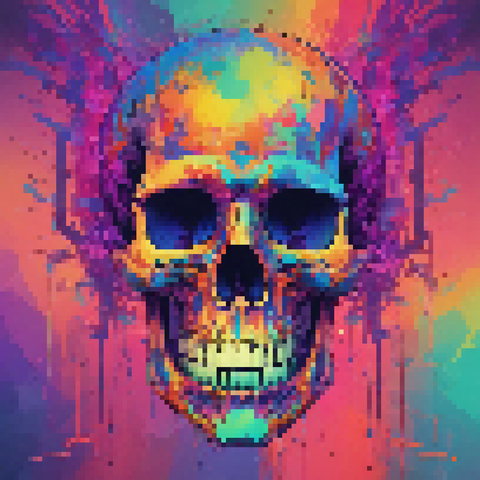 pixelated skull