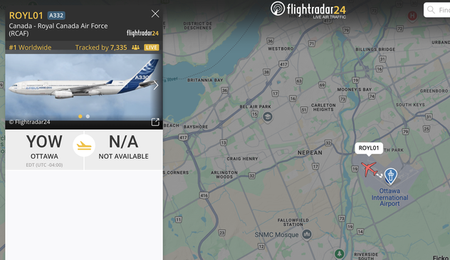 A screenshot of the flightracker shows the plane on its way