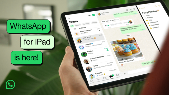 WhatsApp iPad app launch hero image.