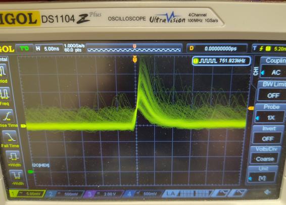 Oscilloscope picture showing a typical waveform for this kind of device.
