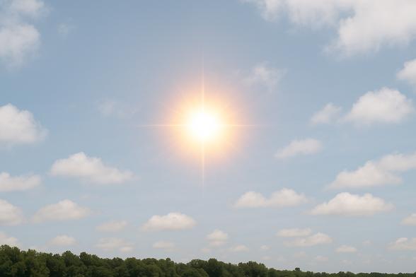 Die Abbildung zeigt eine fotorealistische Darstellung der Supernova von Betelgeuse, wie sie von der Erde aus am Taghimmel sichtbar wäre. Aufgrund der enormen Leuchtkraft eines solchen Ereignisses könnte die Explosion für mehrere Wochen mit bloßem Auge am helllichten Tag sichtbar sein – fast so hell wie der Vollmond oder sogar vergleichbar mit der Sonne. Das Bild verdeutlicht, wie ein eigentlich weit entfernter Stern durch die finale Phase seines Lebenszyklus zu einem grellen, punktförmigen Licht am Tageshimmel wird. Solche Supernovae sind seltene, aber hochenergetische Phänomene und liefern wertvolle Daten über den Tod massereicher Sterne und die Bildung von Neutronensternen oder Schwarzen Löchern.

⸻

Image Description (English):
This photorealistic image illustrates how the supernova explosion of Betelgeuse could appear in Earth’s daytime sky. Due to its extreme luminosity, the event could remain visible to the naked eye even in daylight for several weeks—shining as bright as the full Moon or potentially rivaling the Sun. The image captures the extraordinary moment when a distant dying star briefly becomes one of the brightest objects in the sky. Such supernovae are rare but powerful cosmic events that provide critical insights into the end stages of massive stars and the formation of neutron stars or black holes.
🖖