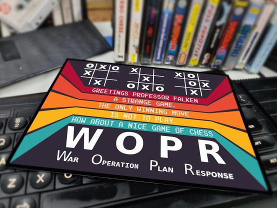 A wargames themed sign quoting the famous conversation with the WOPR computer.