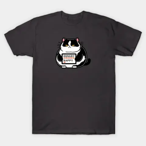 Very Hungry, Not Happy Tuxedo Cat TeeShirt
