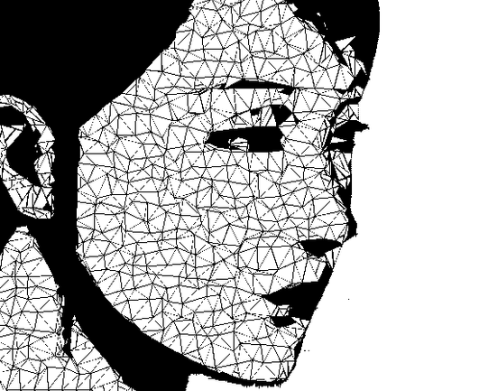 A tessellated, monochrome image of a very tired woman.