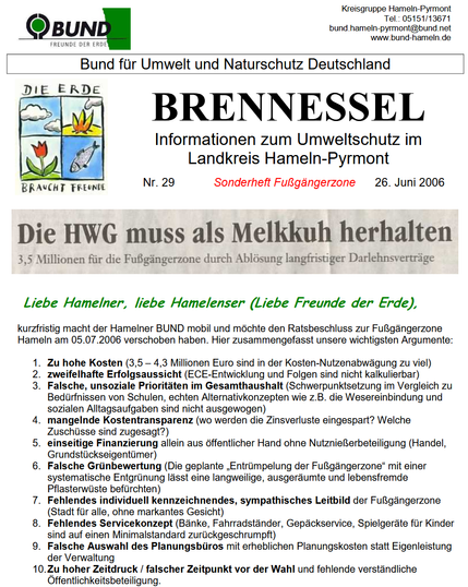 Titelseite Sonderheft Brennessel 2006