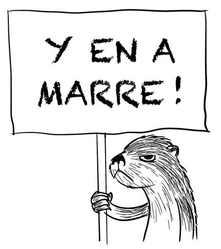 Mème d’une loutre dessinée pas contente, qui tient une pancarte avec écrit dessus :

Y  EN  A
MARRE !