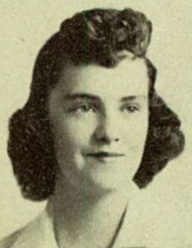 Doris L. Berryman as a young woman; a white woman with dark hair in a 1940s/1950s set style, from a yearbook photo