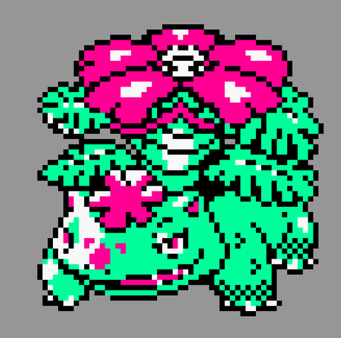 pixel art of mega venusaur in the pokemon gold/silver style